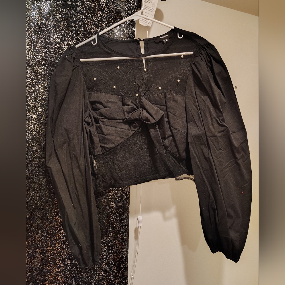 Crop Top Bow Shirt Forever 21